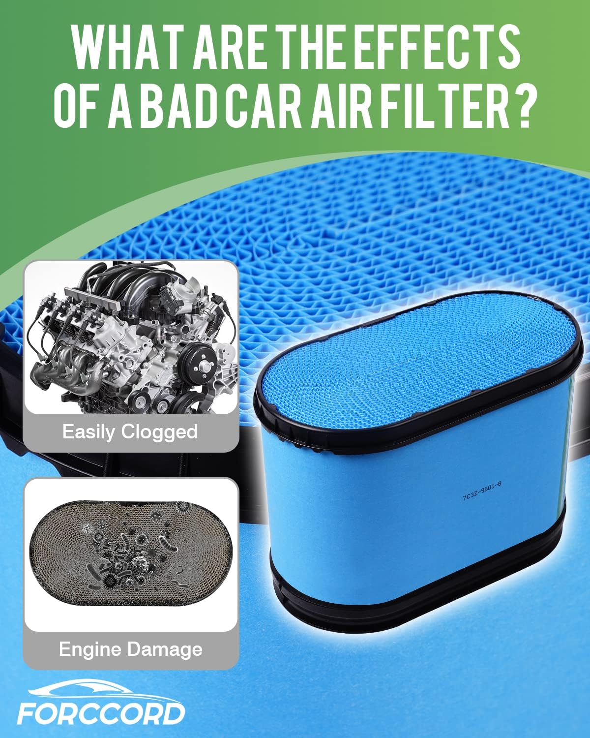 Engine Air Filter Fits for FORD 6.4L V8 F250 Super Duty, F350 Super Duty, F450 Super Duty, F550 Super Duty (2008 2009 2010) FA1886 7C3Z-9601-B 7C3Z9601B air Filter Replacement Car Accessories