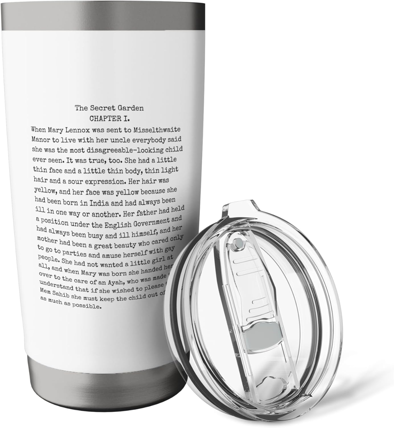 The Secret Garden Book Lover Reader Vintage Text Stainless Steel Insulated Tumbler - Image 5