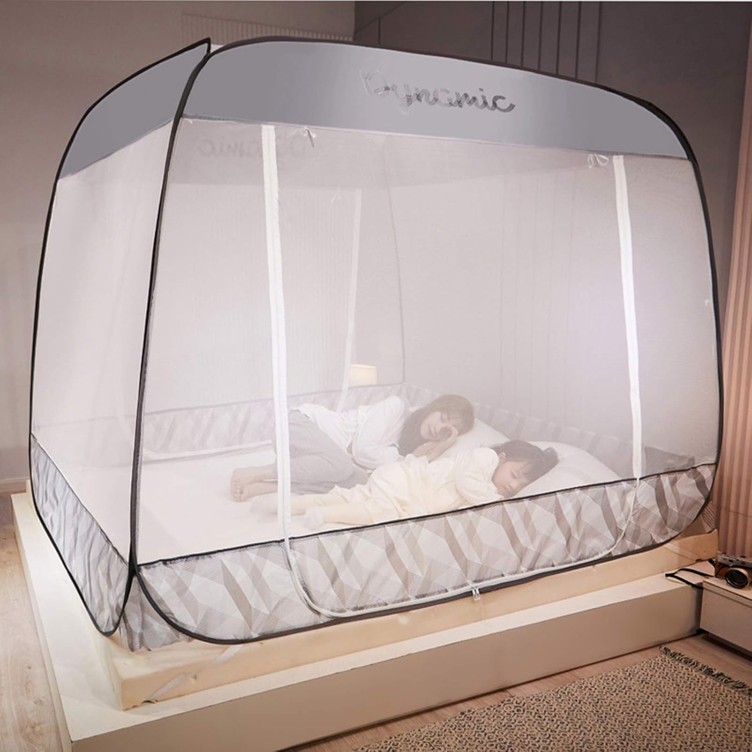 Mosquito Net Bed Canopy,Camping Double Portable Travel Home Anti Mosquito Tent Foldable Pop Up Mosquito Net,Grey-150 * 200cm