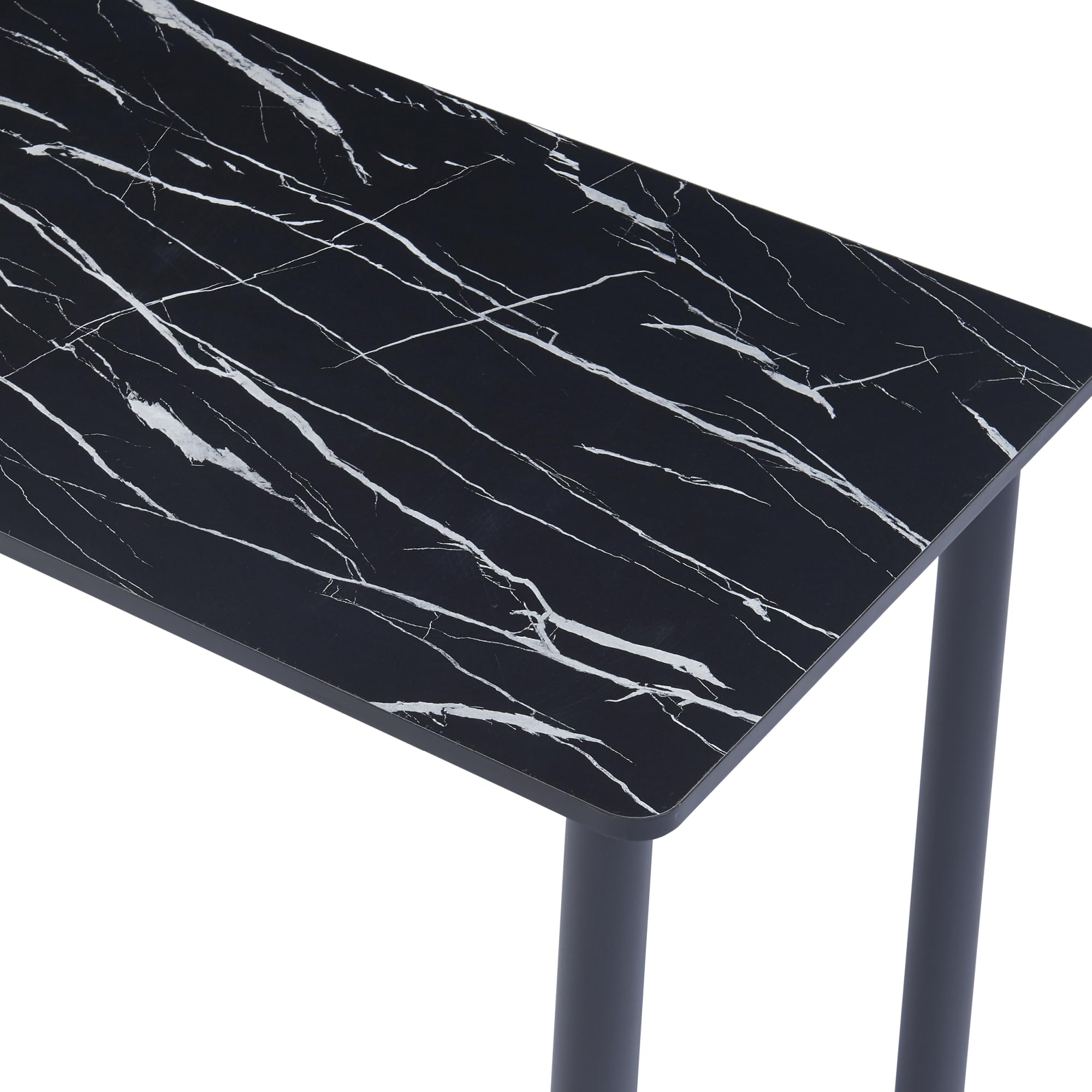[en.casa] Esstisch Tammela Küchentisch für 4 Personen 120 x 60 cm Esszimmertisch rechteckige Tischplatte Stahlbeine Marmoroptik, schwarz