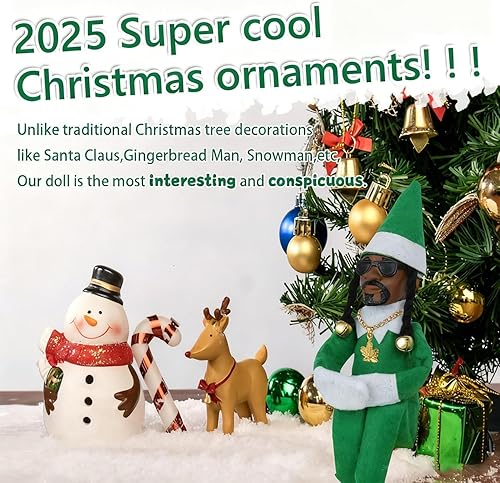 Miniatura 3 de Adornos de muñeca elfo de Navidad, decoraciones navideñas de felpa, estilo hip hop, decoración de jardín para el hogar