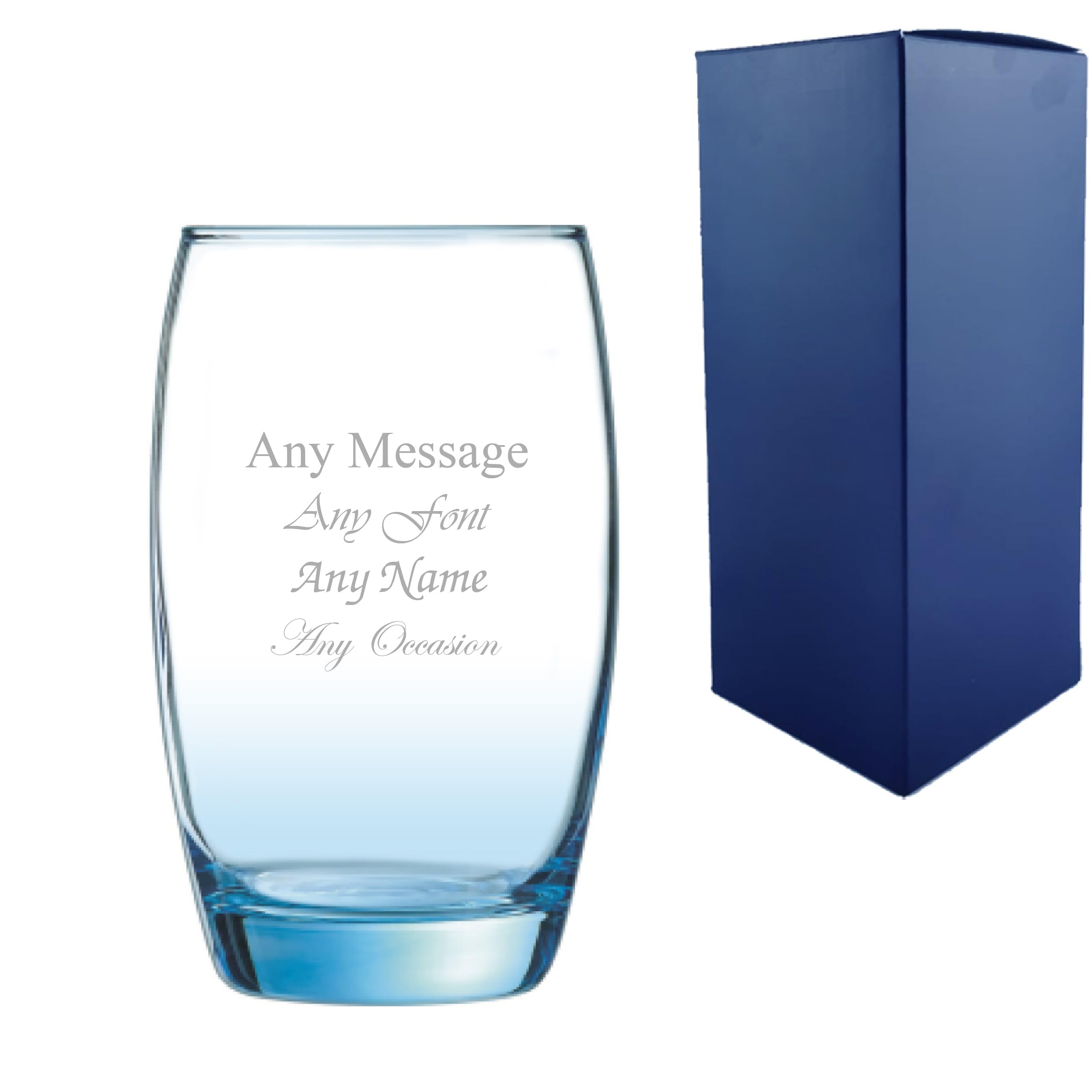 Personalised Engraved Salto Ice Blue Hiball 11.8oz/350ml Glass with Gift Box | Custom Cocktail Glasses, Hi Ball Glass, Birthday Gifts for Men & Women, Wedding Gifts, Drinkware