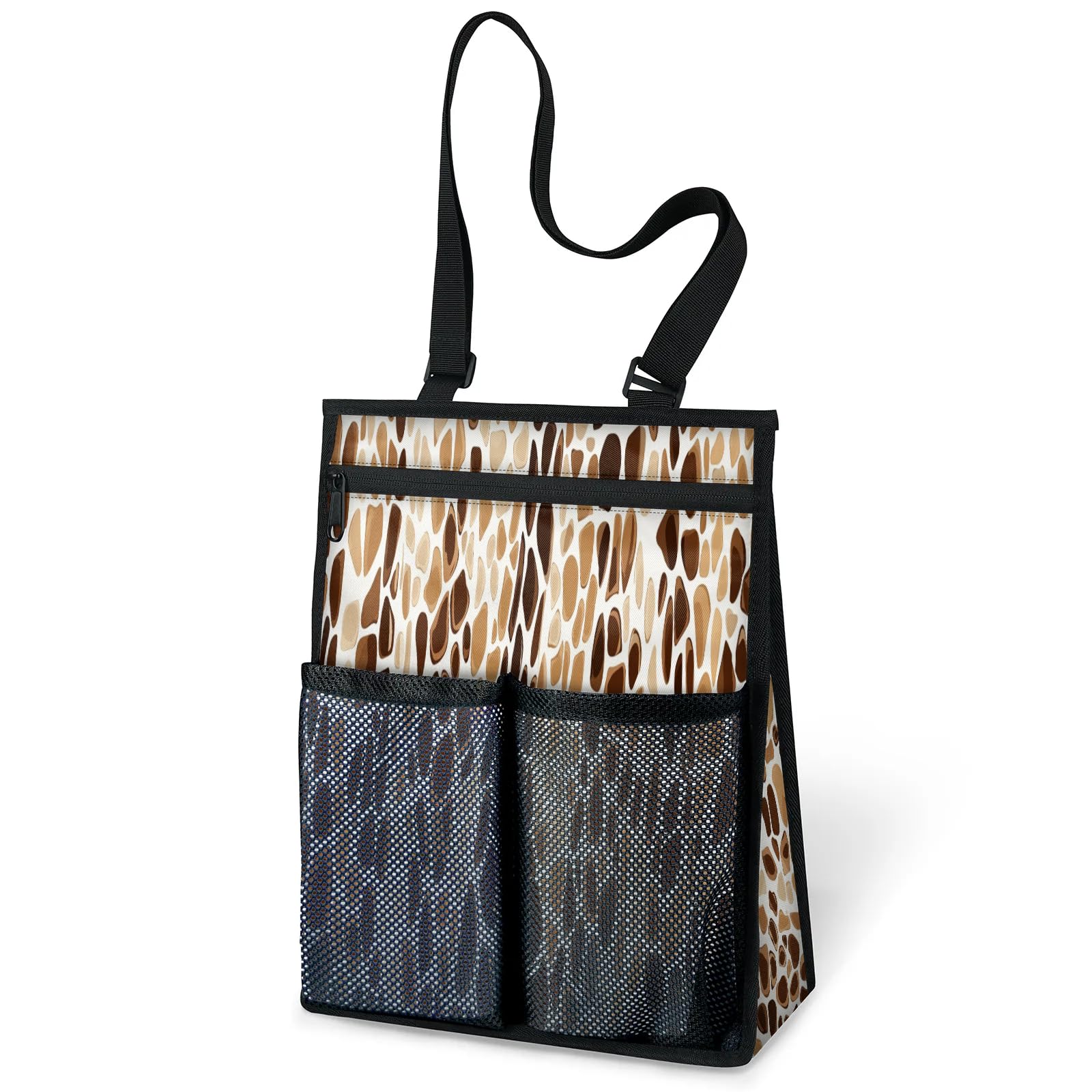 Ourtheme Giraffe Skin Pattern Portable Shower Bag for Travel Gym Camp Beach Tote Shower Caddy Bags Hanging Toiletry