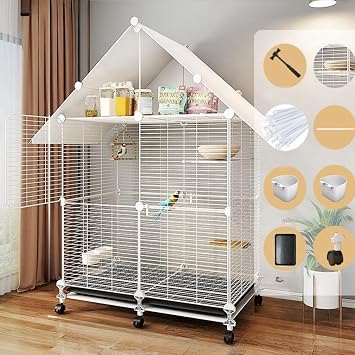 Bird Cage, Multiple Families, Luxury Cage, Urn Nests, Perches, Dishes, Water Vessels, Storage Roof Birdcage, Large Birdhouse Birdcage, Indoor, Outdoor, Parakeet, Parrot Cage, Turtle, Swallow,
