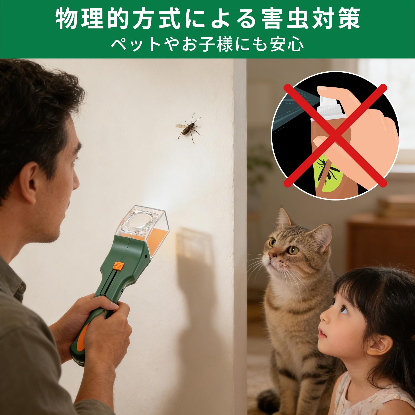 rloao 虫キャッチャー ロング バグキャッチャー 拡大鏡で虫の観察 片手操作 触れない 触らず逃がす 虫取り 捕虫器 害虫 昆虫 退治 部屋 屋内 対策 ベランダの虫 車内の虫 家の虫 昆虫採集