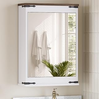 Yatiney Bathroom Medicine Cabinet with Mirror - Wall Mounted Storage, 2 Adjustable Shelves, White - Space-Saving for Bathroom & Kitchen