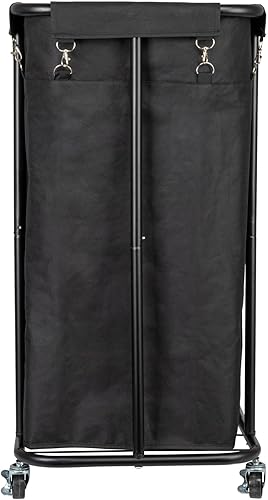 Miniatura 8 de Household Essentials Clasificador de ropa rodante de 2 bolsas, color negro