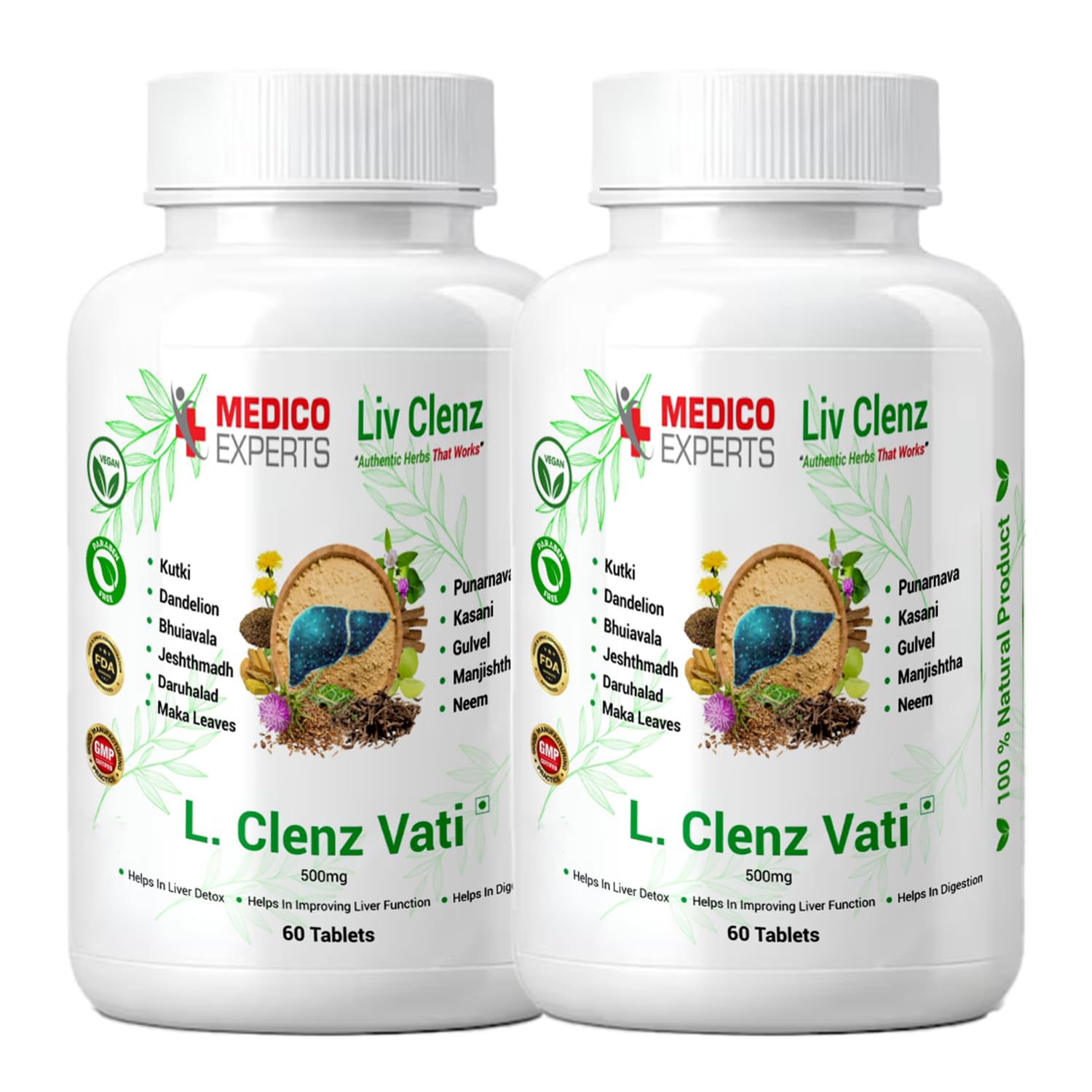 MedicoExperts L Clenz Vati - Liver Detox Supplement 120 Tabs (500 mg) | Potent Kutki, Dandelion & 9 liver detox ayurvedic herbs | Helps Repairing Liver From Alcoholic & Fatty Liver (1 Month)