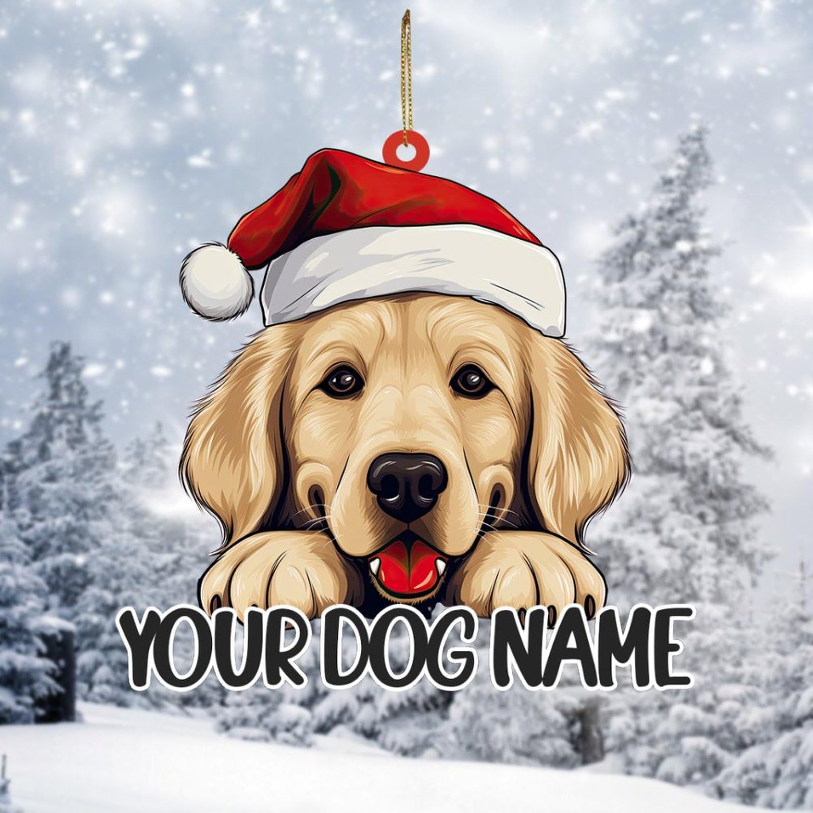 Adornos de Navidad acrílicos, adornos personalizados con nombre de perro Golden Retriever para decoración colgante de árbol de Navidad, divertido adorno de Navidad, bolas de Navidad, rellenos de