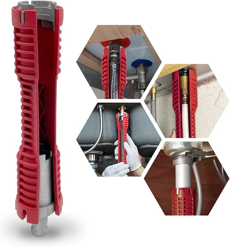 Basin Wrench, Faucet and Sink Installer Tool Multifunctional Plumbing Tool Pipe Extractor for Sink Bathroom Kitchen Toilet Plumbing