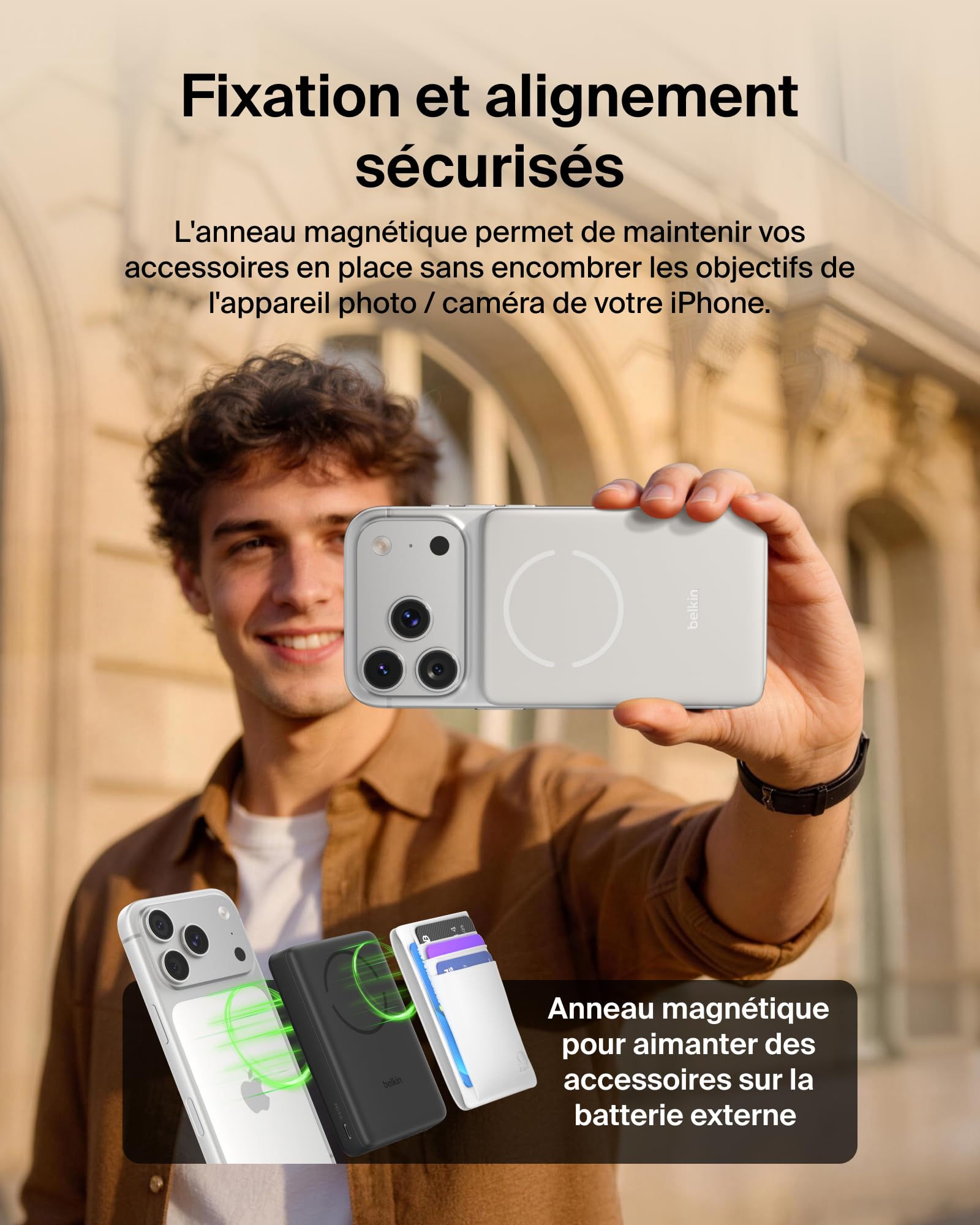 Belkin BoostCharge Batterie Externe Magnétique 10 000 mAh - Beige