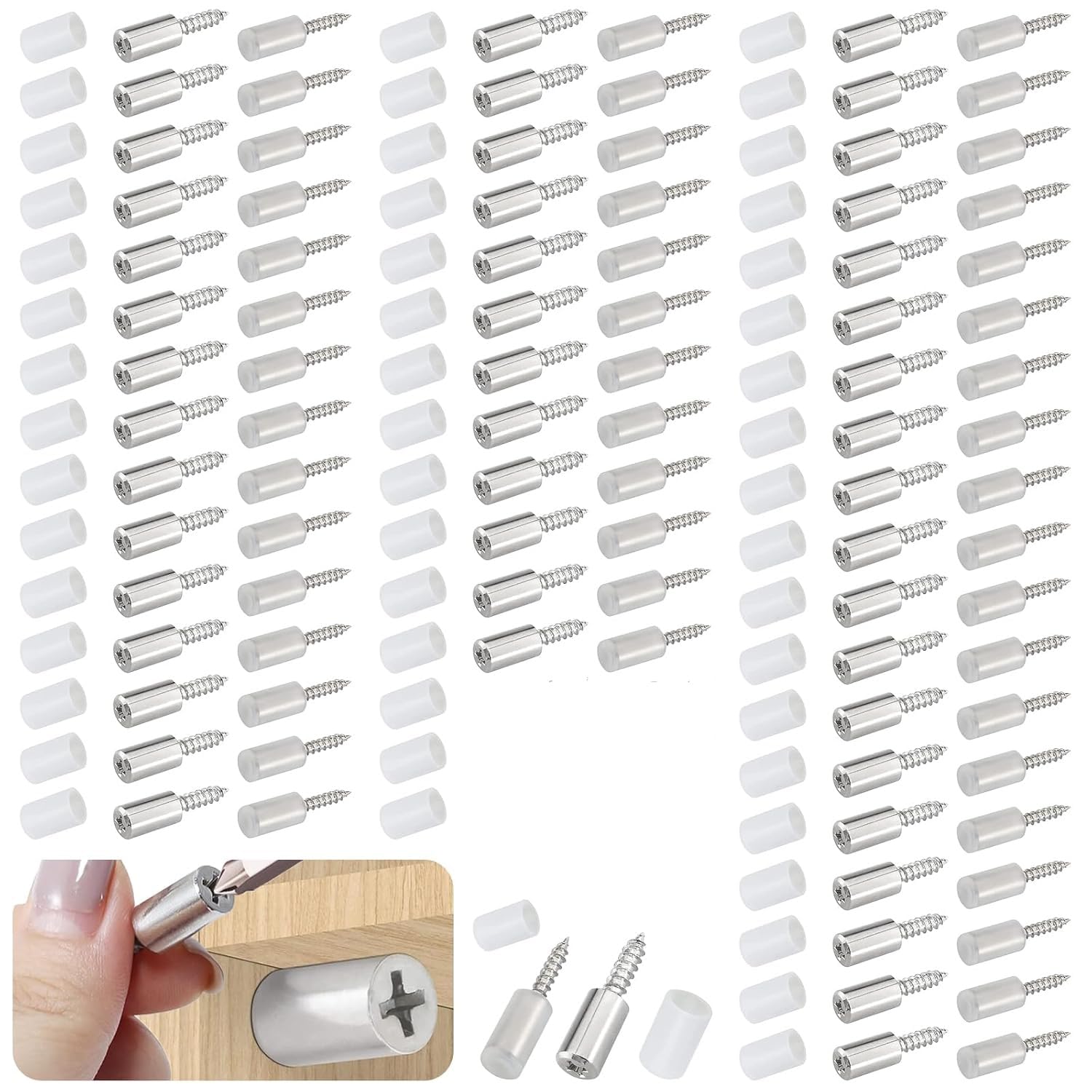 Self-Tapping Cabinet Support Pins, Shelf Holders with Non-Slip Sleeve, Steel Pin Pegs for Glass Furniture (Self Tapping Support Pin 90PCS)-image-20