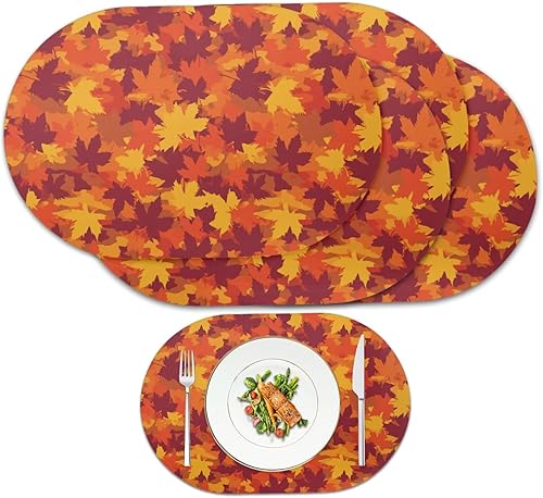 Miniatura 49 de Juego de 6 manteles individuales lavables para mesa de comedor, resistentes al calor, mesa de cocina, decoración del hogar, lavable, ovalada, de