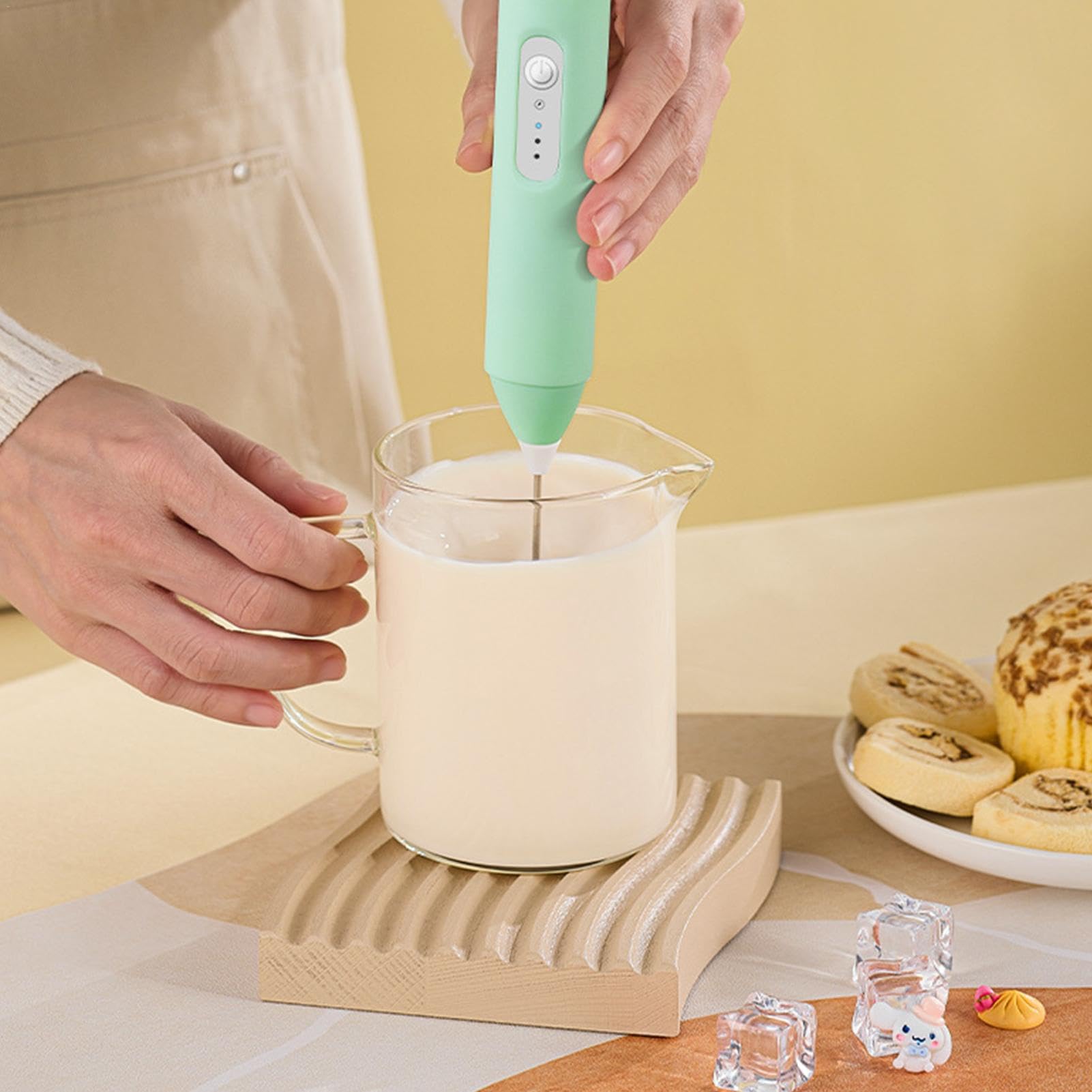 Espumador de leche de mano recargable | Batidor eléctrico para espuma de café | Espumador de leche eléctrico de 3 velocidades, utensilios de cocina, espumador de leche fácil de usar para lattes con