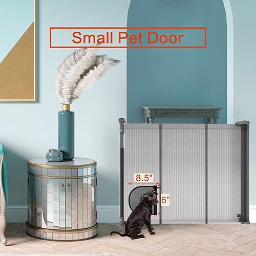 Miniatura 3 de Puertas retráctiles para bebés 2.0, 34 pulgadas de alto, se expanden hasta 70 pulgadas de ancho, puerta de malla extra ancha para bebés con puerta