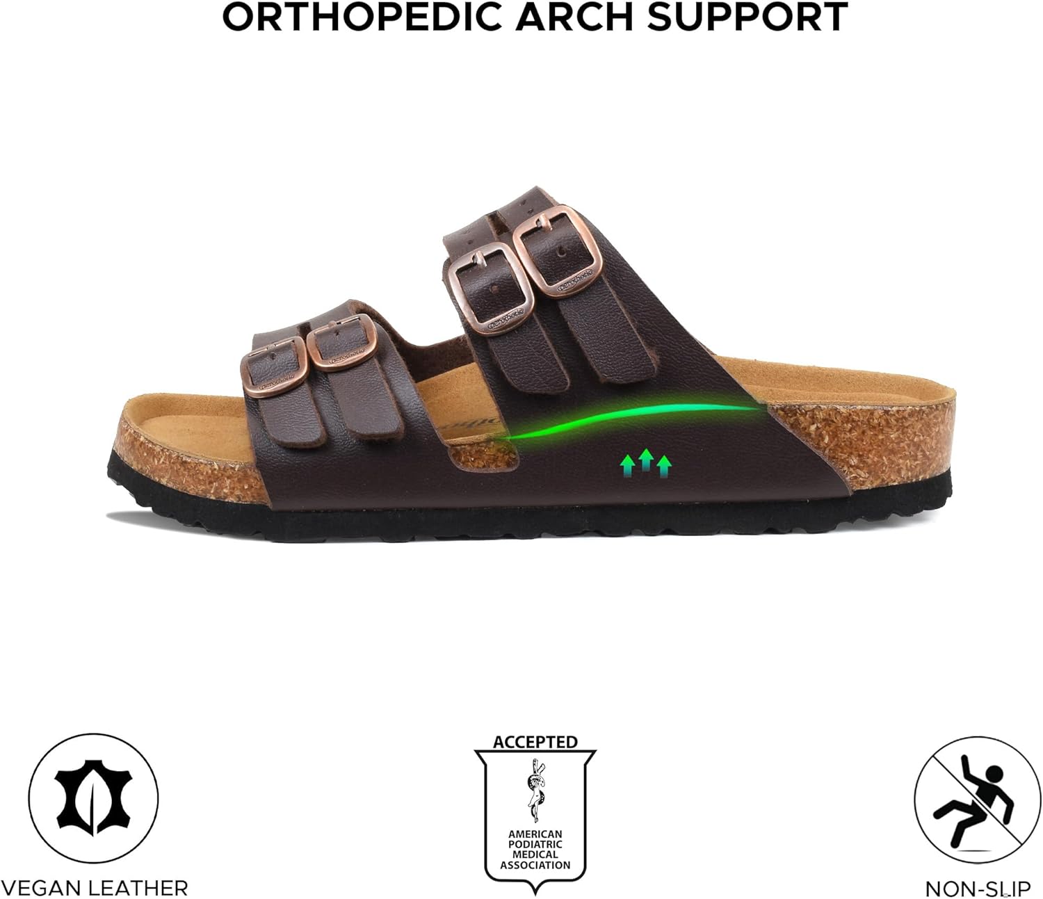 AEROTHOTIC Cork Recovery Slides for Women with Plantar Fasciitis Relief Comfortable Suede Footbed with Adjustable Buckle Cross Strappy Slip on Casual Travel Walking Beach Ladies Sandals