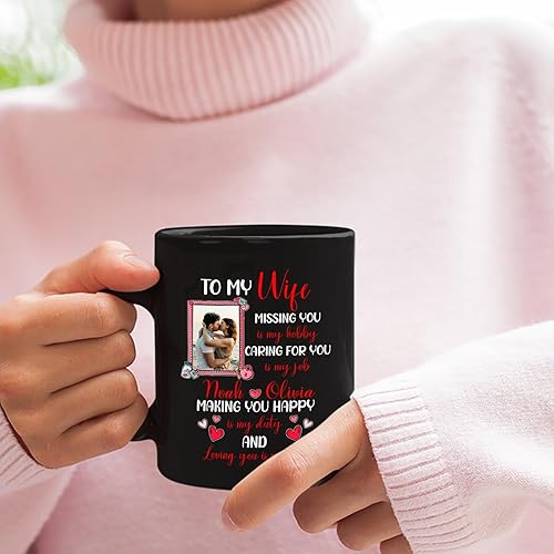 Miniatura 9 de Mr & Mrs - Taza de regalo personalizada con texto en inglés "To My Wife I Wish I Could Turn Back The Clock Black Cup 11oz, 15oz", regalo de boda