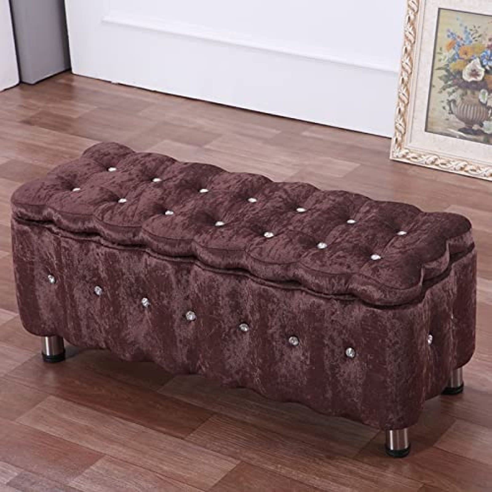 Banc de rangement coffre violet clair pour gain de place - 8