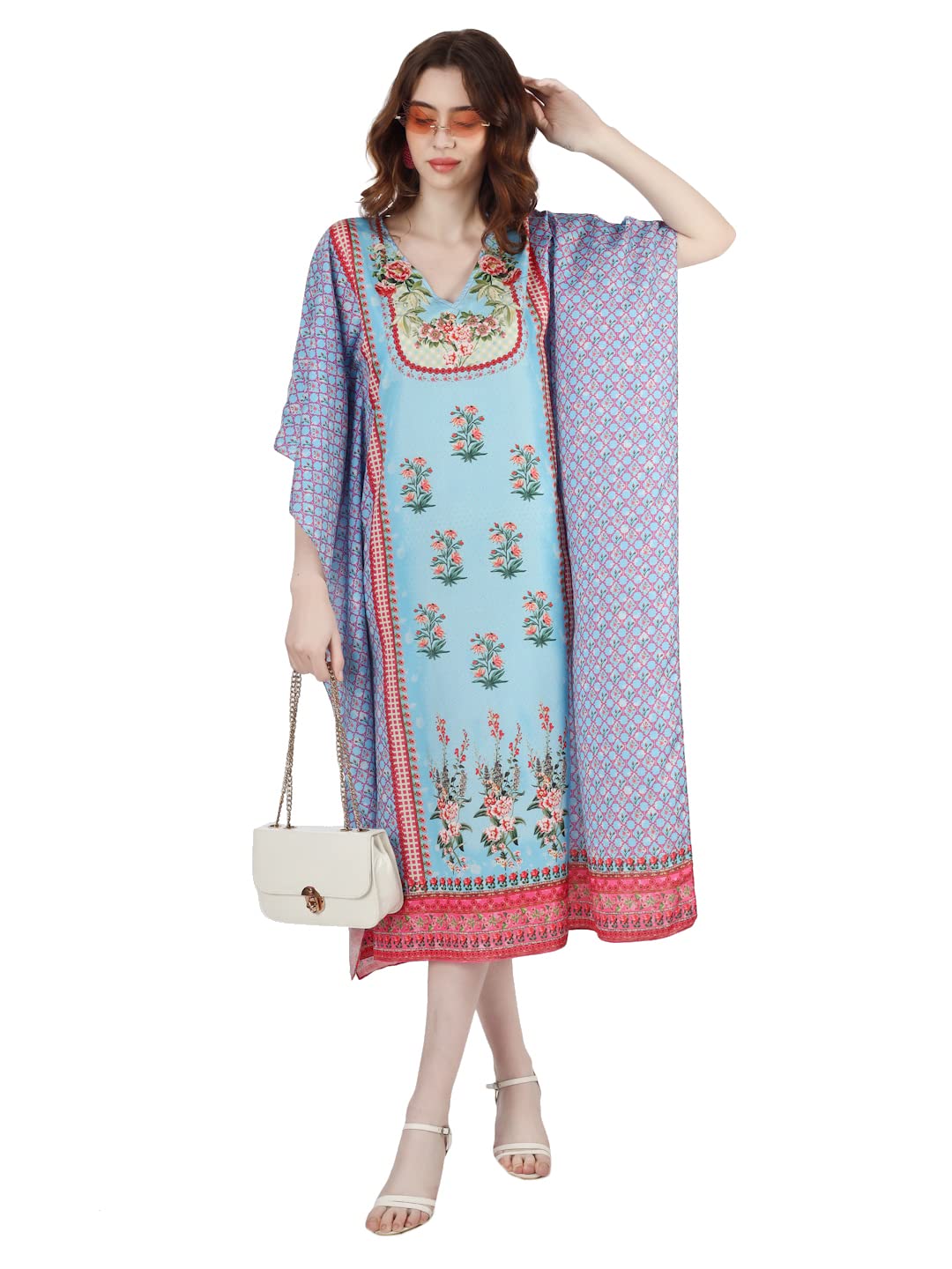 sukshat Women's Polyester Floral Printed Blue Azure Kaftan-picture-47