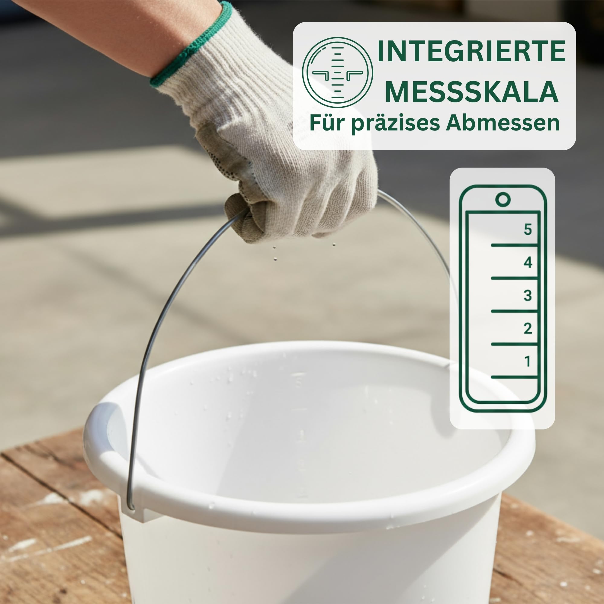 Novaliv Lot de 20 seaux de 5 l - Blanc avec graduation dimensionnelle - Seau de nettoyage 5 litres ? 22,5 cm - Pratique et polyvalent avec graduation pour la maison et le jardin - Idéal comme seau