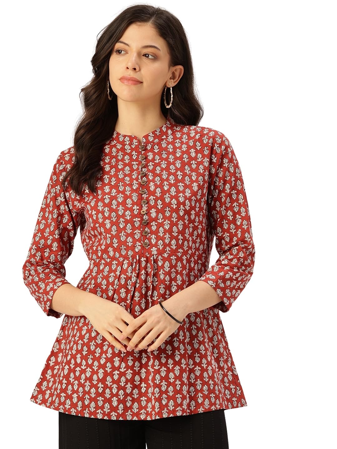 feranoid Top – Mandarin Collar, 3/4 Sleeves, Flattering Fit,Sizes (S–XXL)-picture-14