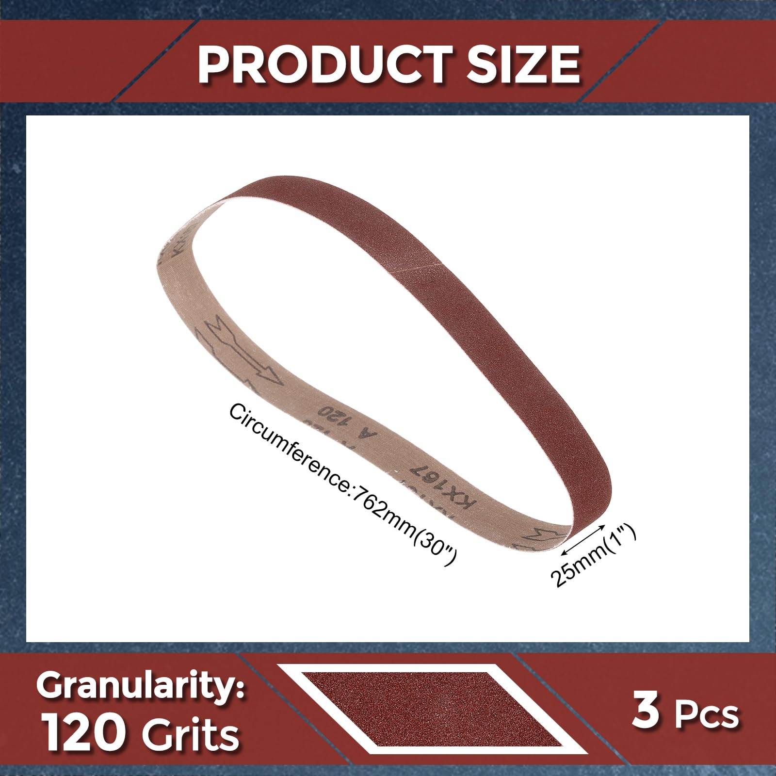 Kozelo 8 Pcs Sanding Belts 25mm x 762mm 120 Grit Aluminum Oxide Abrasive Sandpaper for Belt Sander Metal Grinding Wood Working Weld Rust Removal - Image 2