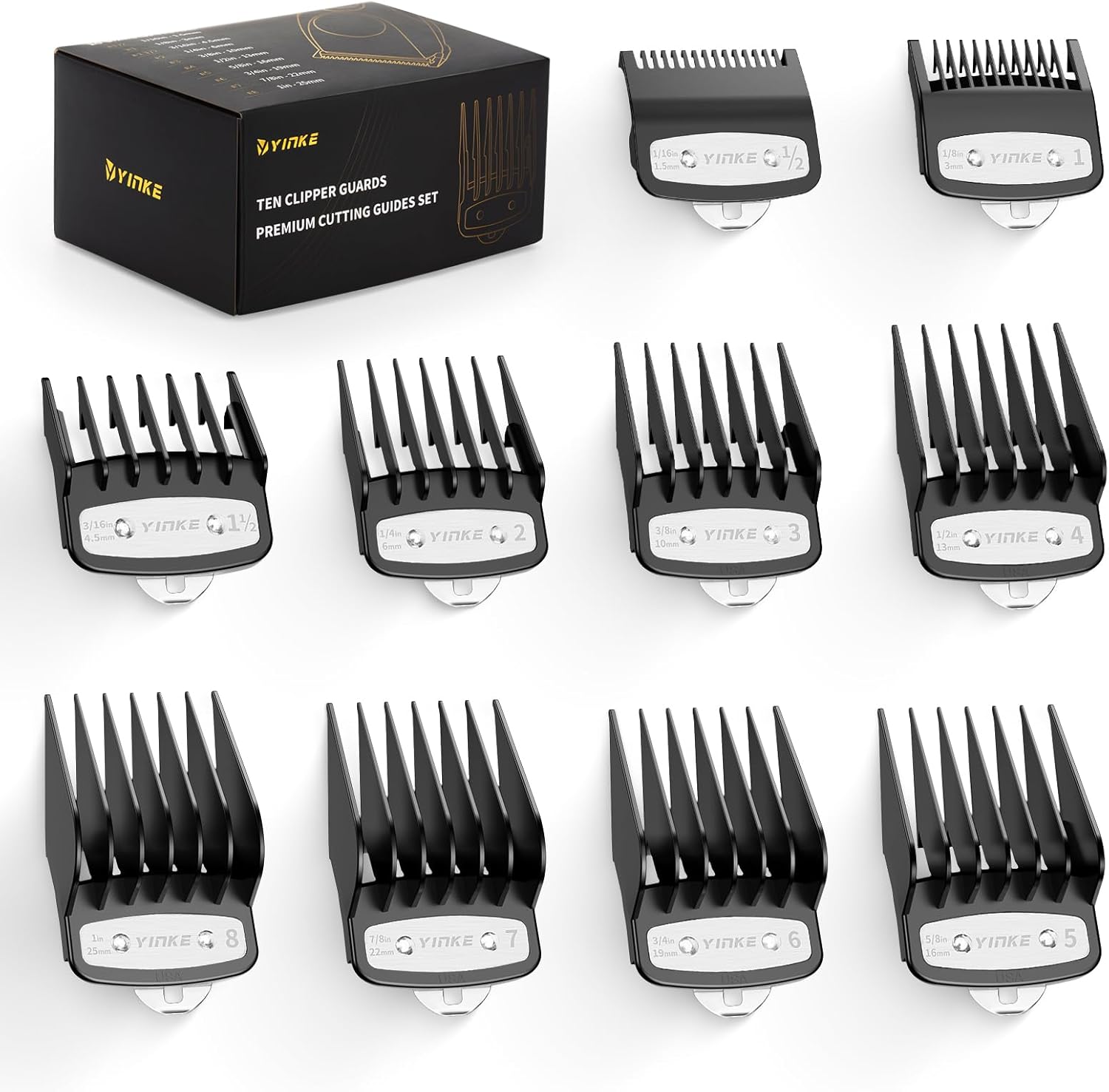 Trimmer opzetkam, naar keuze, tondeuse, Magic Clip Trimmer, scheerapparaat, gezichtshaartrimmer, baardtrimmer, opzetkamset, 10 stuks, zwart