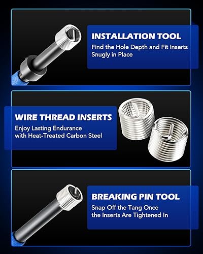 Miniatura 6 de Orion Motor Tech Kit de reparación de roscas helicoidales, herramienta de reparación de rosca M6x1.0 con broca HSS e insertos de 30 roscas, kit de
