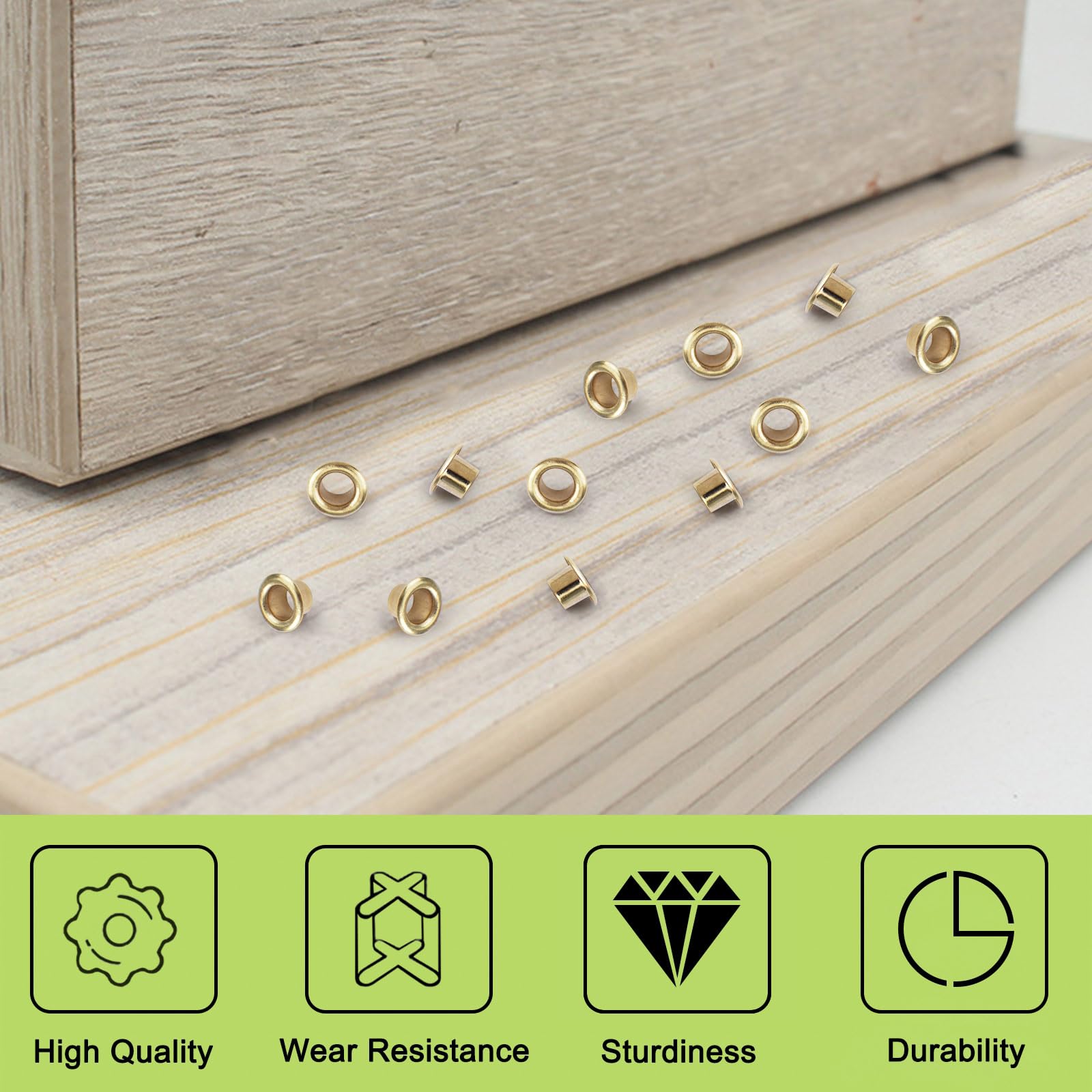 UFURMATE 300Pcs Gold Shelf Pin Caps with Hole Heavy Duty Metal Shelf Pins Reinforcement Grommets for Bookshelf Cabinet - Image 3