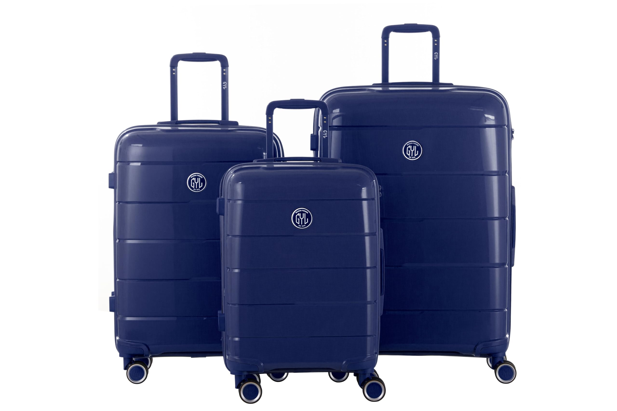 GYL Citadine, Set de 3 Valises Rigides, Taille S (55 cm) - 2,8Kg - 35L, Taille M (65 cm) - 3,8Kg - 65L et Taille L (75 cm) - 4,5Kg - 100L - Polypropylène - Sérrure TSA - Garantie à Vie, Bleu_Klein