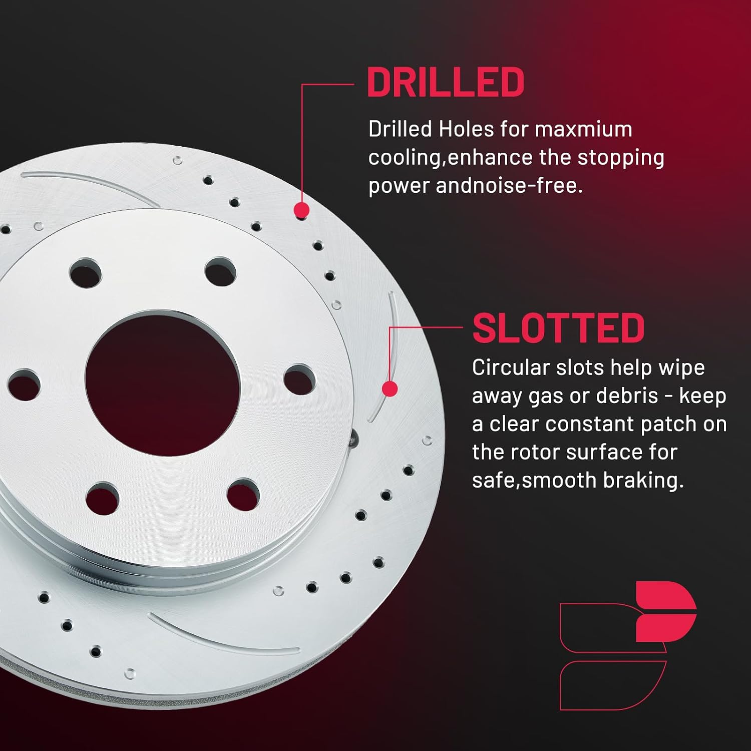 BDFHYK Front Brake Kit Compatible with GMC Savana 1500 03-08, Yukon XL 1500 01-06, Compatible with Chevrolet Express 1500 03-08, Drilled Slotted Brakes Rotors and Ceramic Brake Pads, Replace S-55054