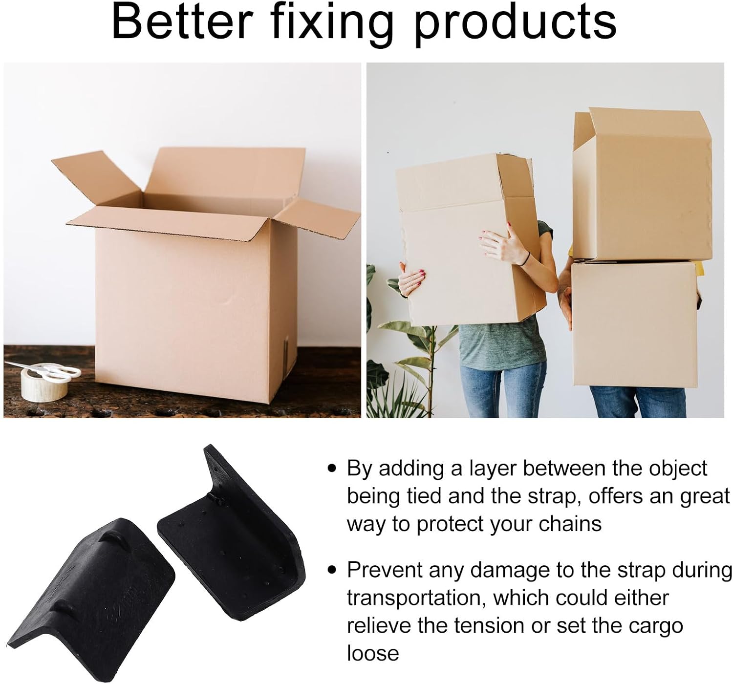 100 Pcs Black Plastic L-shaped Edge Protectors for Packing Straps, Thickened Cargo Corner Guards for Shipping Boxes, Load and Strap Protection in Industrial Packaging