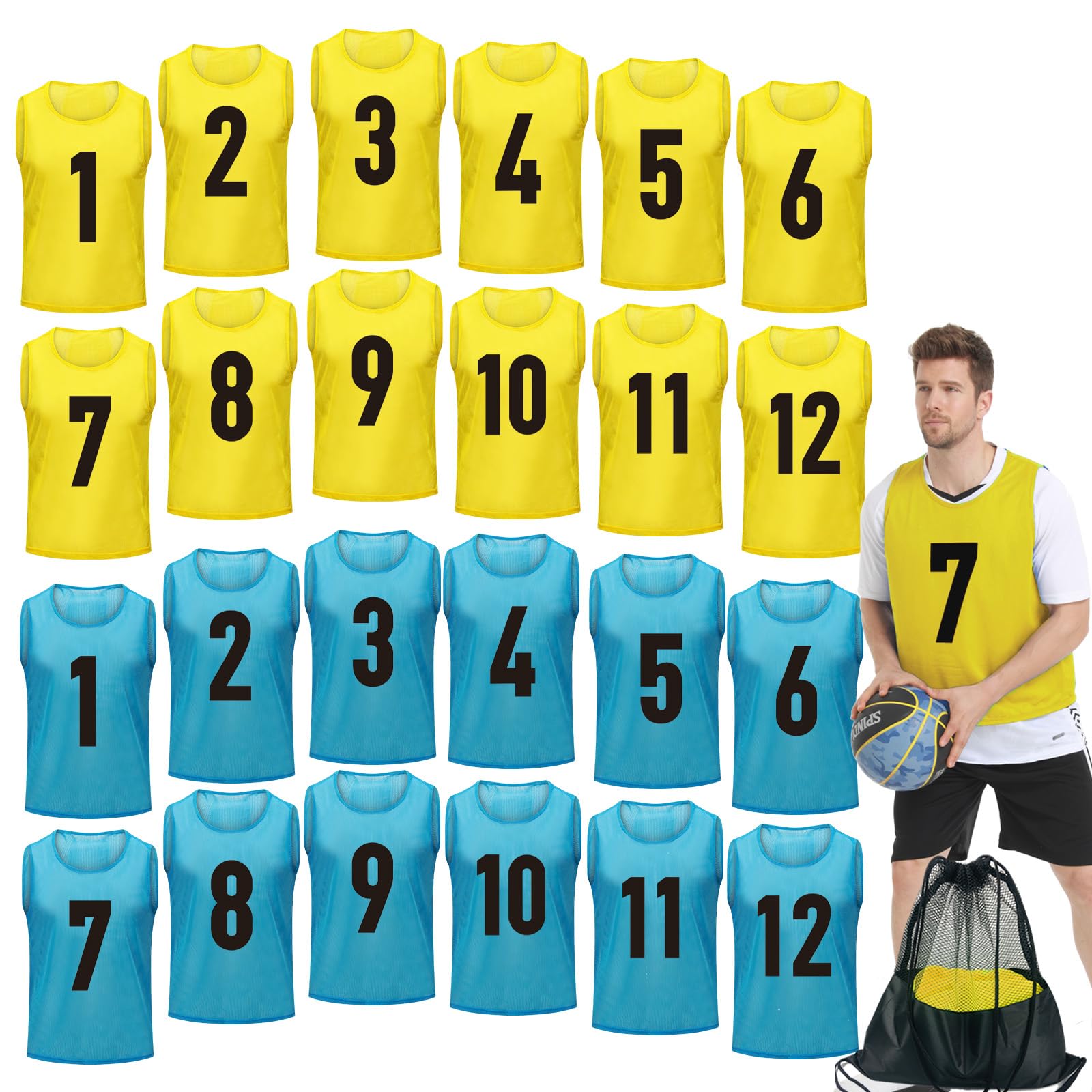 12/24/48Pcs Soccer Pinnies Youth, Scrimmage Team Practice Vests