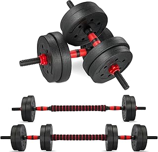 TEENO Kit Haltères Musculation,15 kg, 20 kg, 30 kg, Comprend des kettlebells, des haltères, des barres et des supports pou…