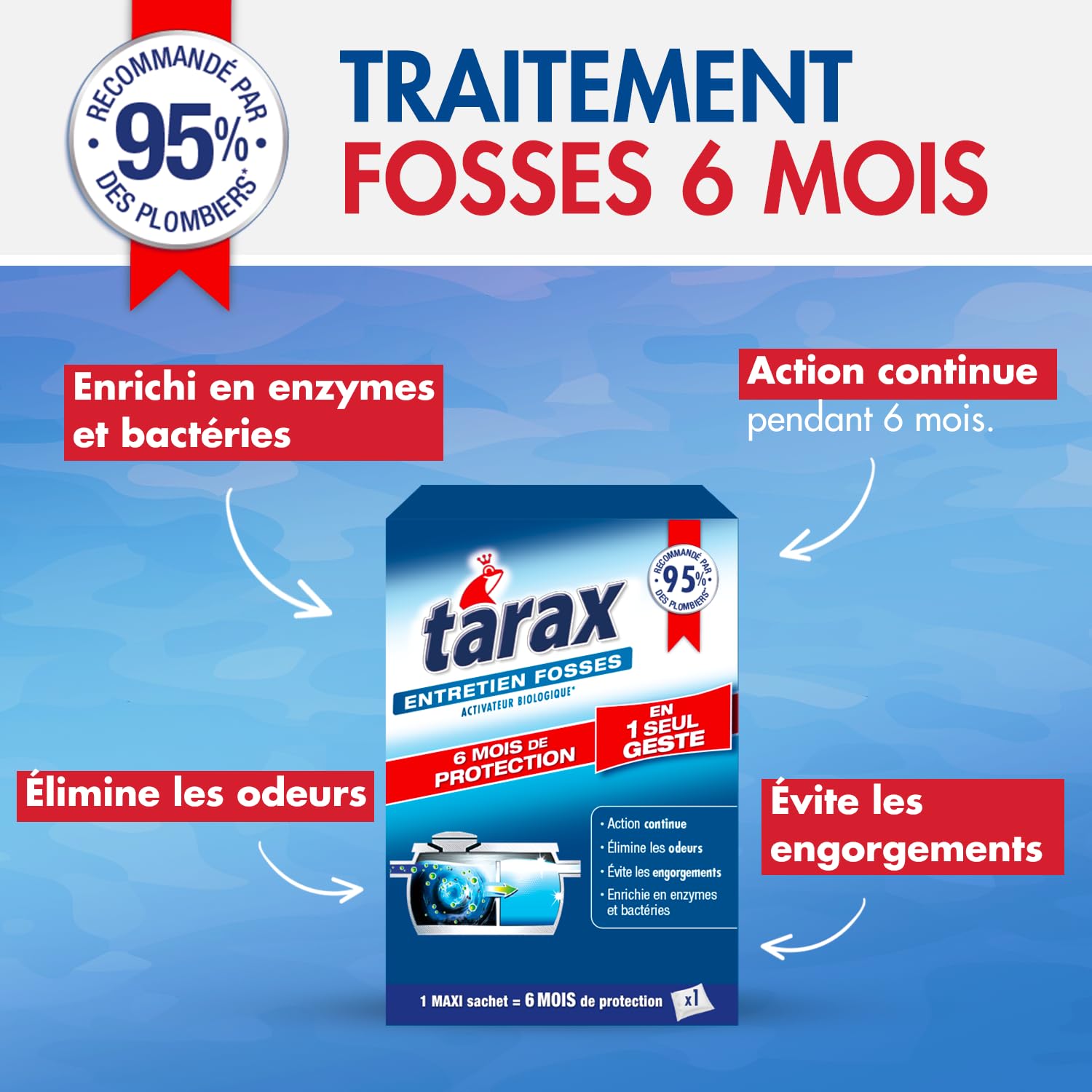 Traitement Fosses Septiques 6 Mois - Activateur Fosse Septique Enzymes Bactéries - 1 Maxi Sachet