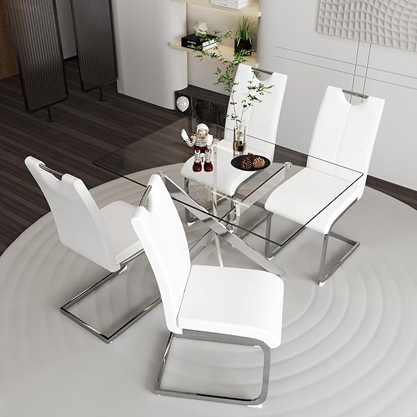 Modern Square Glass Dining Ensemble