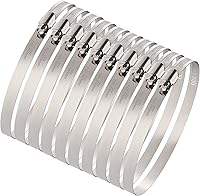 Vista 10 de Abrazaderas de manguera grandes, paquete de 10 abrazaderas de manguera de acero inoxidable de 10 pulgadas ajustables de 9-1/4 a 10