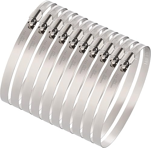 Paquete de 10 abrazaderas de manguera de 6 pulgadas, abrazaderas de manguera grandes de acero inoxidable ajustables de 5-34-6-516