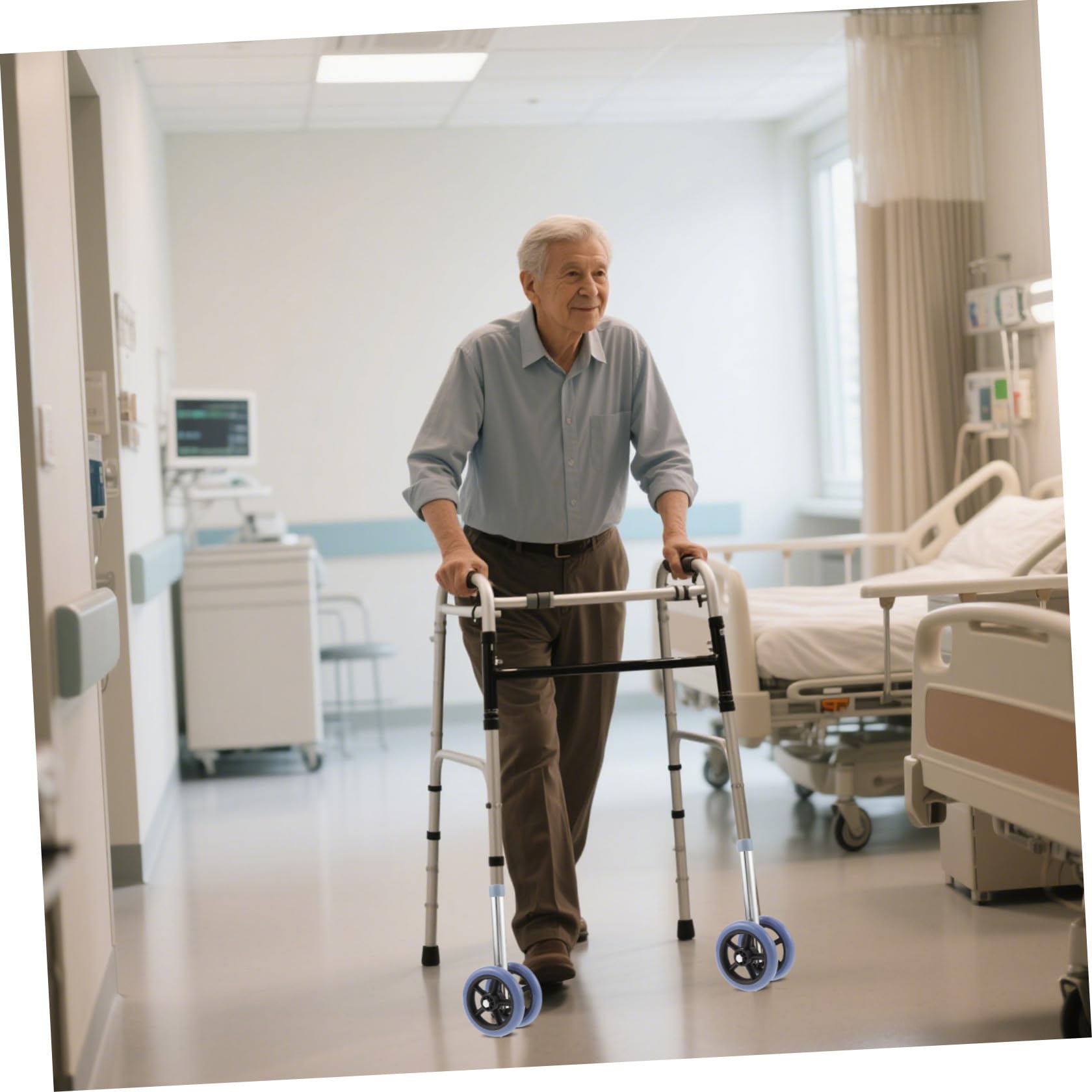 DOITOOL 1 Coppia Ruote per Deambulatore Regolabili in Gomma e Metallo, Accessori per Deambulatori Pieghevoli Tecnologia Antiusura, per Uso Ospedaliero e Domestico
