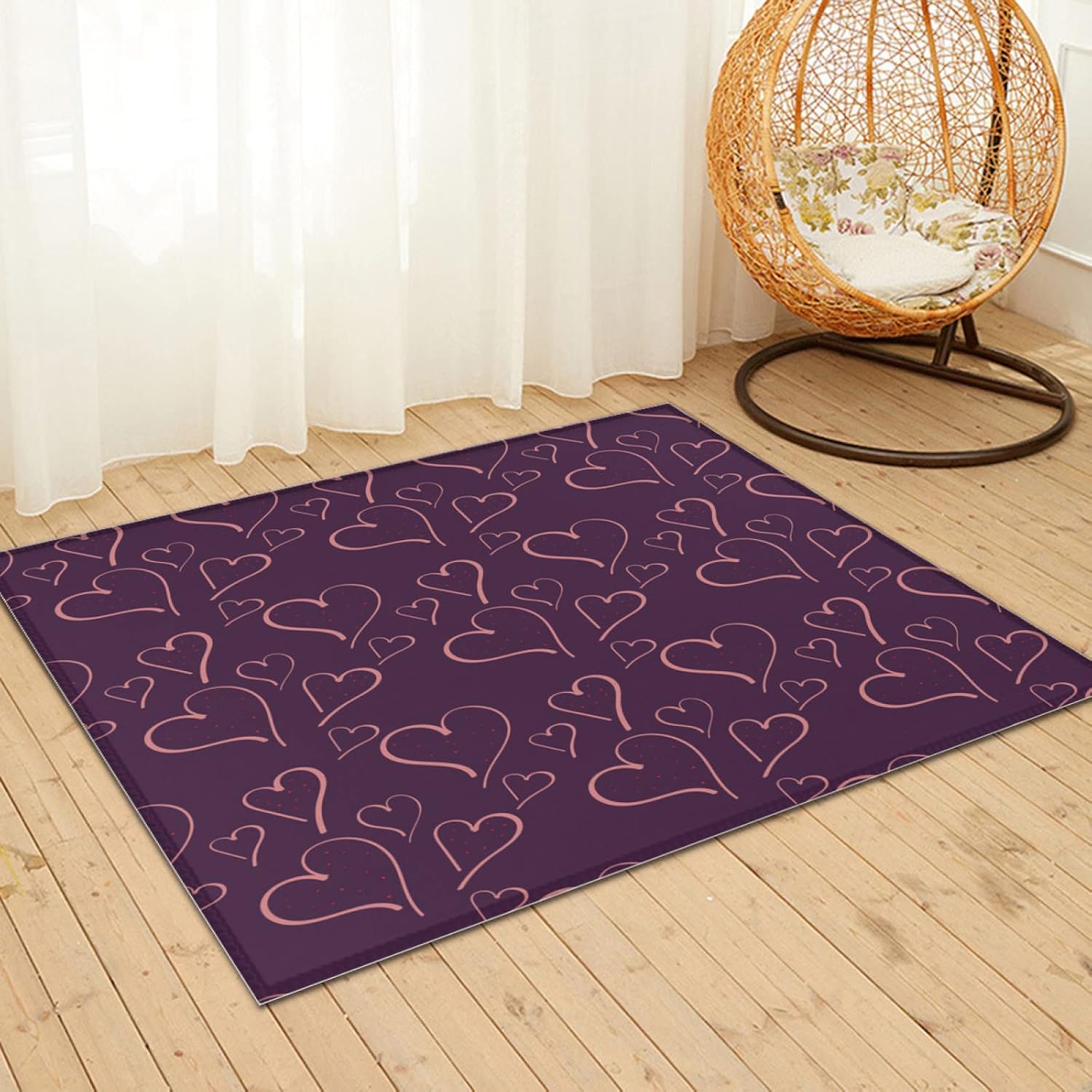 2 x 3 Cartoon Art Geometric Hearts Super Soft Area Rug for Kids Baby Nursery, Nursery Decor Throw Rugs for Bedroom, Living Room, Machine Washable Super Soft Rug