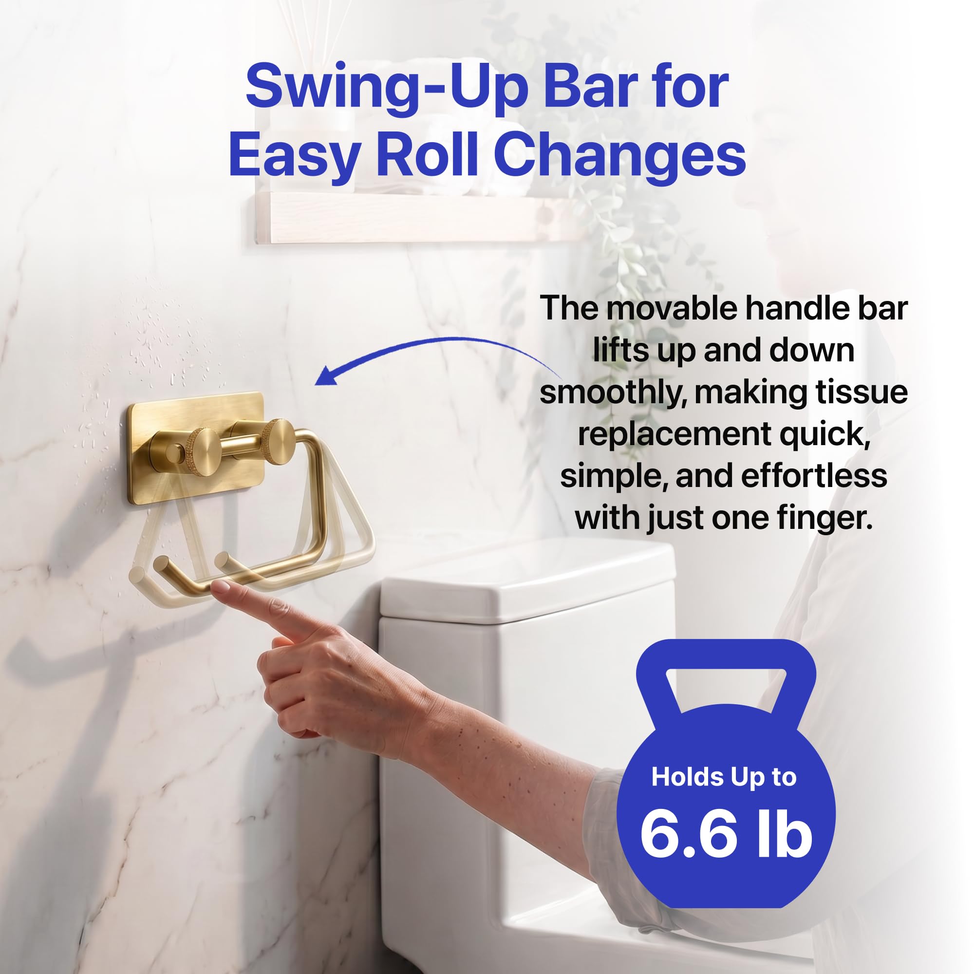 HOME SO Toilet Paper Holder, Wall Mount No Drill, Stainless Steel, Gold — Amazon image 4