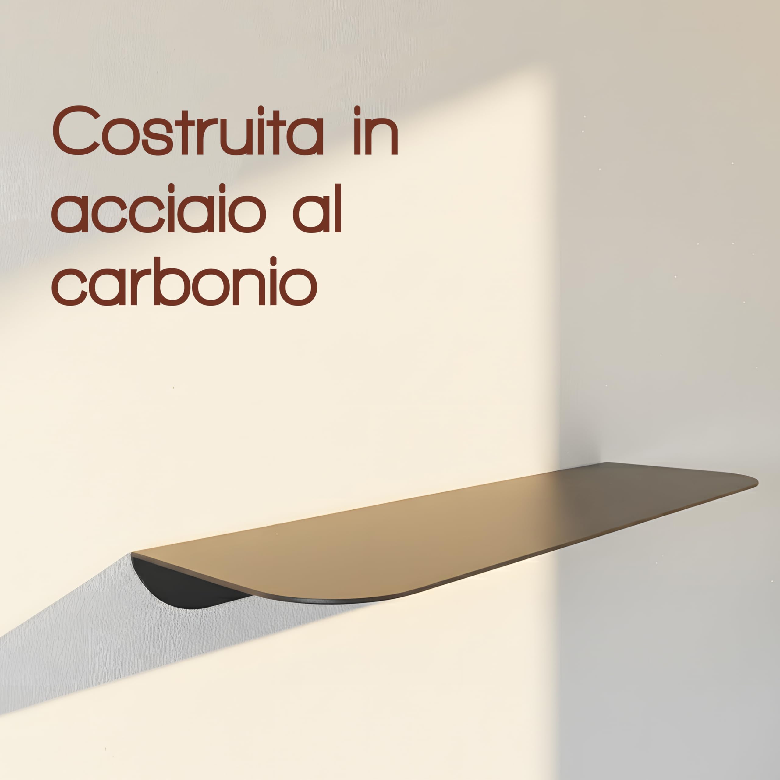 Audace Orizzonte – Mensola da Muro di Design 45x15 cm, Portata 10 kg, Nero Opaco | Mensole da Muro per Ingresso, Bagno, Soggiorno | Made in Italy