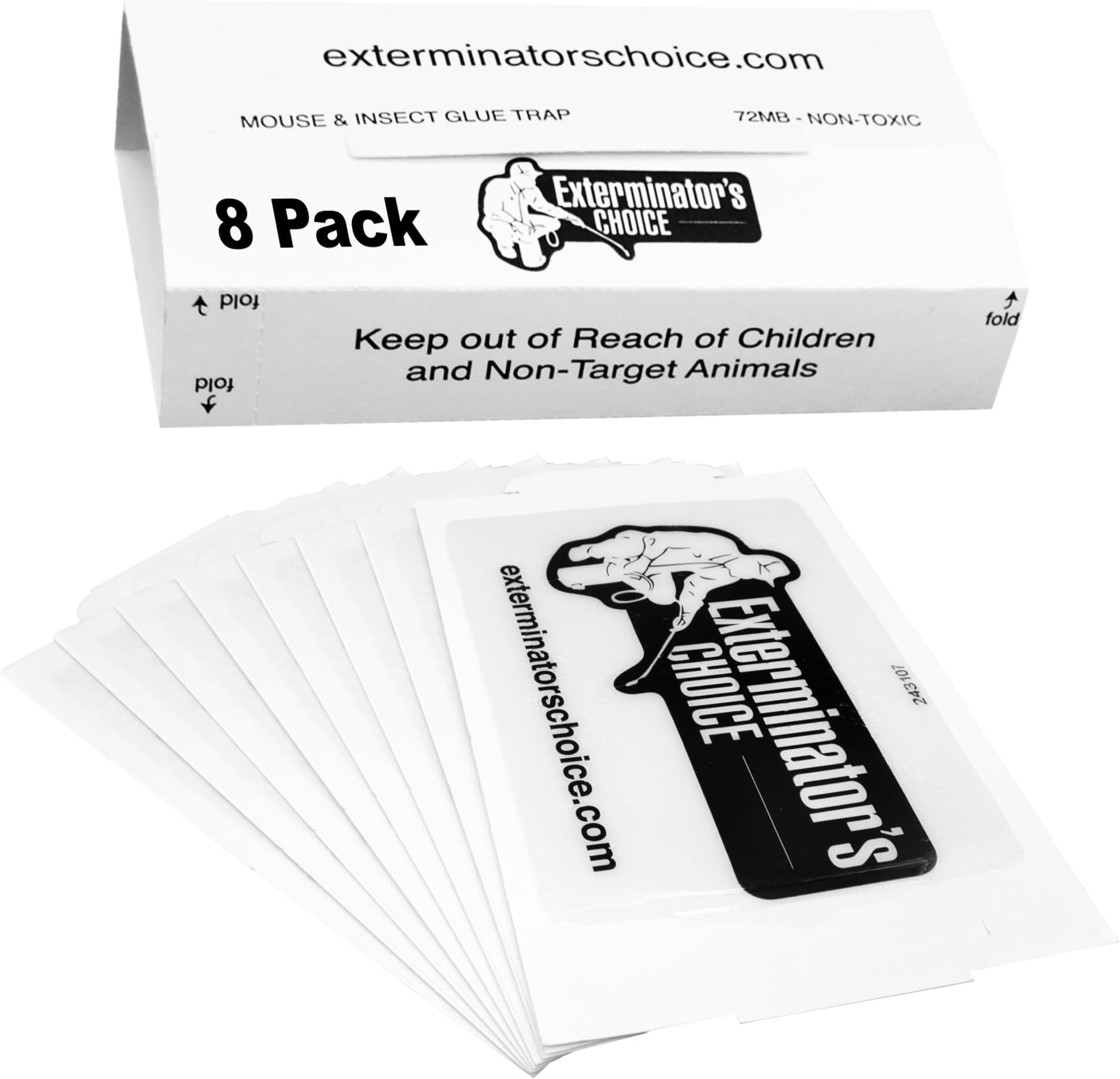 Exterminators Choice Large White Glue Traps | 8 Professional Quality Glue Boards | Easy Pest Control for Bugs, Roaches, Crickets, Spiders, Beetles, and Other Insects