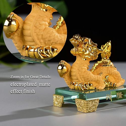 Miniatura 4 de BRASSTAR Estatua de dragón del zodiaco chino de resina dorada, Feng Shui, decoración de mesa, decoración de mesa, colección de regalo, PTZY104FBA