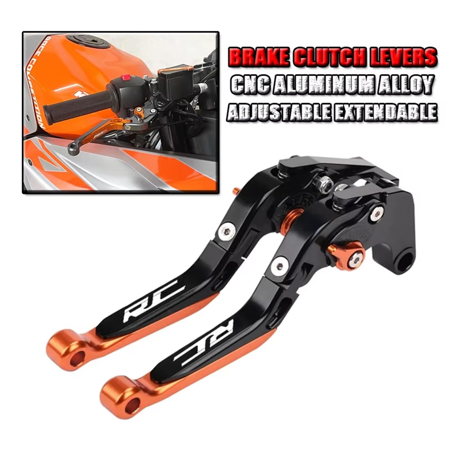 kupplungsbremshebel Für KTM RC 125/200/250/390 2014–2024, Motorrad-Kupplungshebel, Bremshebel, ausziehbare, faltbare, verstellbare Hebel(T)