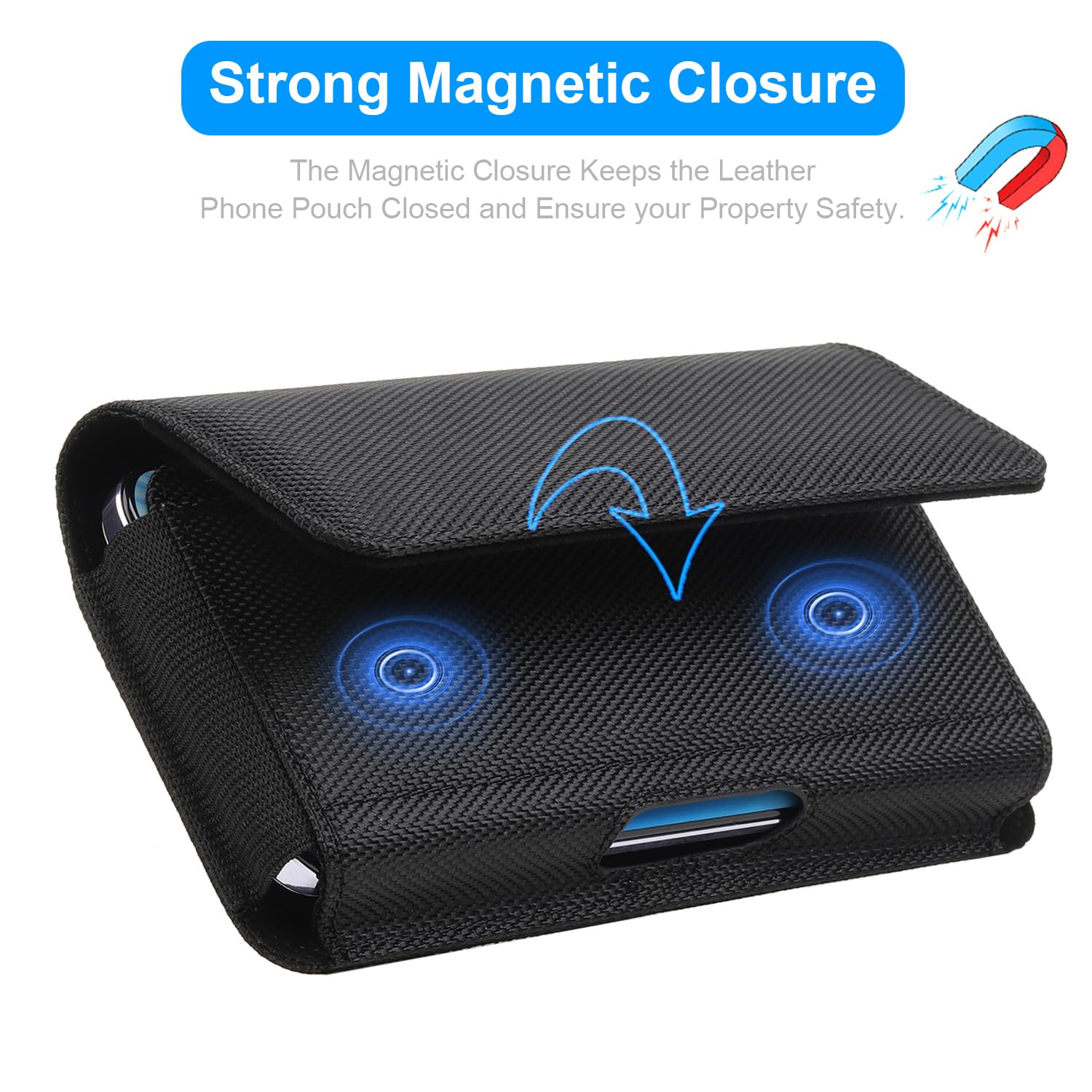 Étui de ceinture universel pour téléphone portable iPhone 17 16 15 14 13 12 11 Pro, XR, 6,1", fermeture magnétique, avec porte-cartes d'identité, portefeuille, étui de protection universel pour