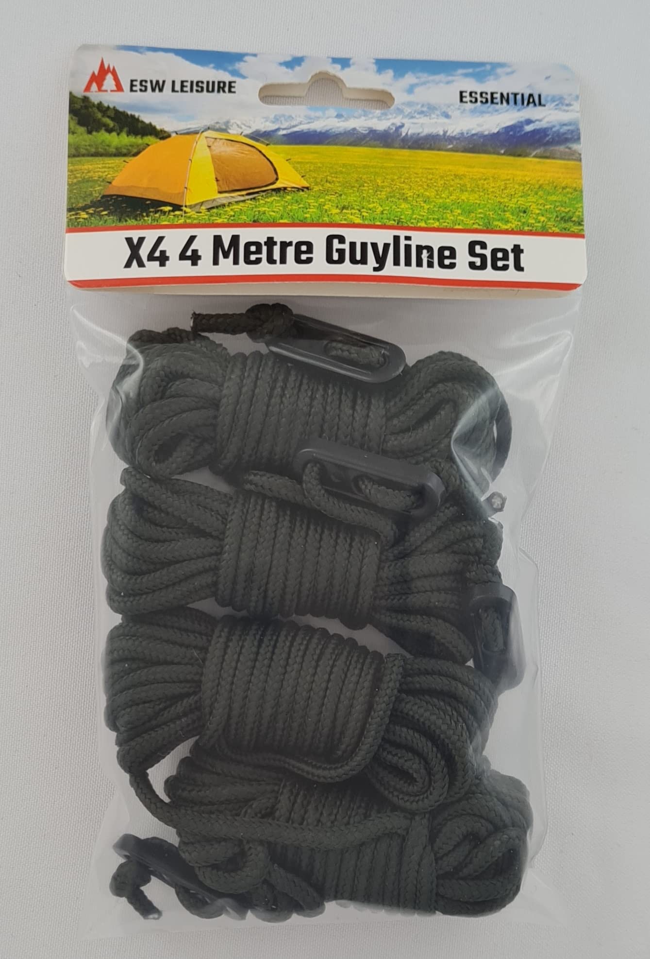 Esw Leisure Olive Green 4 Guyline Ropes 4 Pack For Tents Awning Camping Strong Lightweight Paracord Guy Rope With Tensioner Guy Lines Fishing Umbrella Bivvy Caravan Gazebo Tarp (Olive Green, 4 Metre Xl 4 Pack)