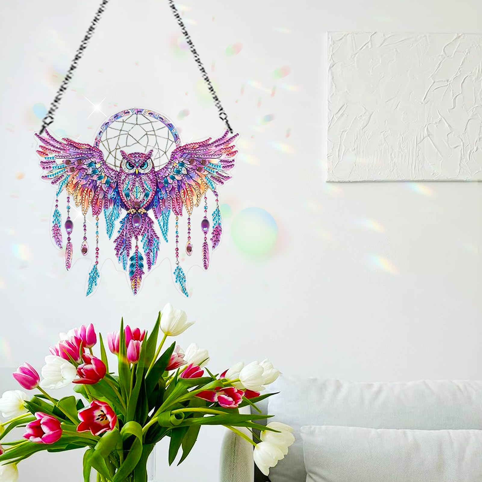 Diamond Painting Fensterdeko 'Frühlingsvögel', DIY Beidseitig Mit Glitzer, 19,8x17,2 Cm, Für Fenster & Wand