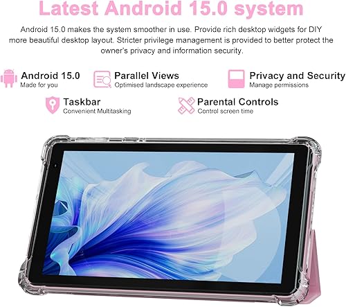 Miniatura 2 de PEICHENG Tablet con funda protectora, 7 "IPS 1024 * 600 Android 15.0 Tab PC RAM 8GB (3+5Expand)+ROM 32GB Bluetooth 5.0 WiFi6 2.4G+5G 2MP+5MP cámaras