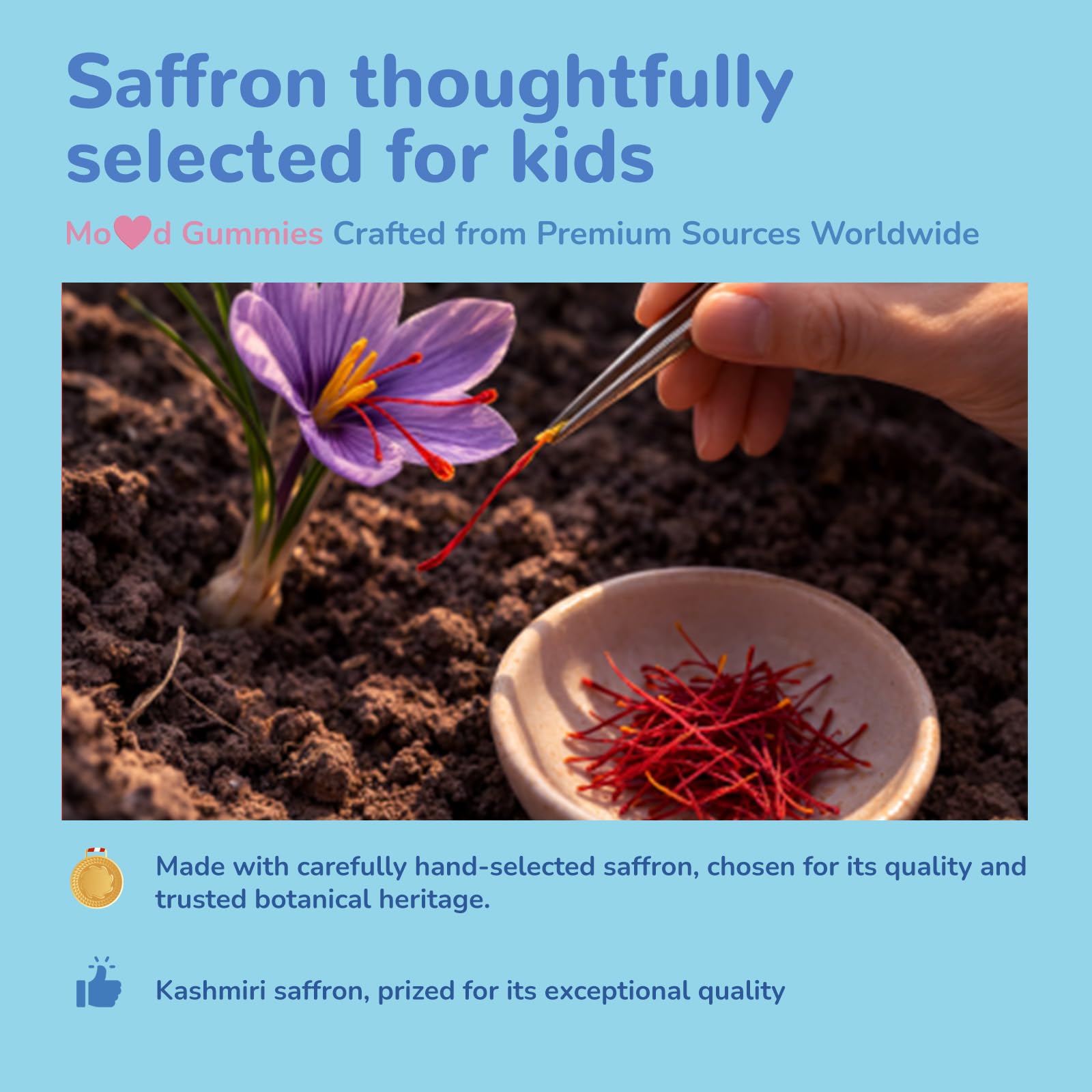 Saffron Gummies for Kids - Saffron with GABA, Passion Flower & St Johns Wort, Sugar Free, Support Mood & Focus Calm Gummies, Natural Berry Flavor (60 Gummies) — Amazon image 5